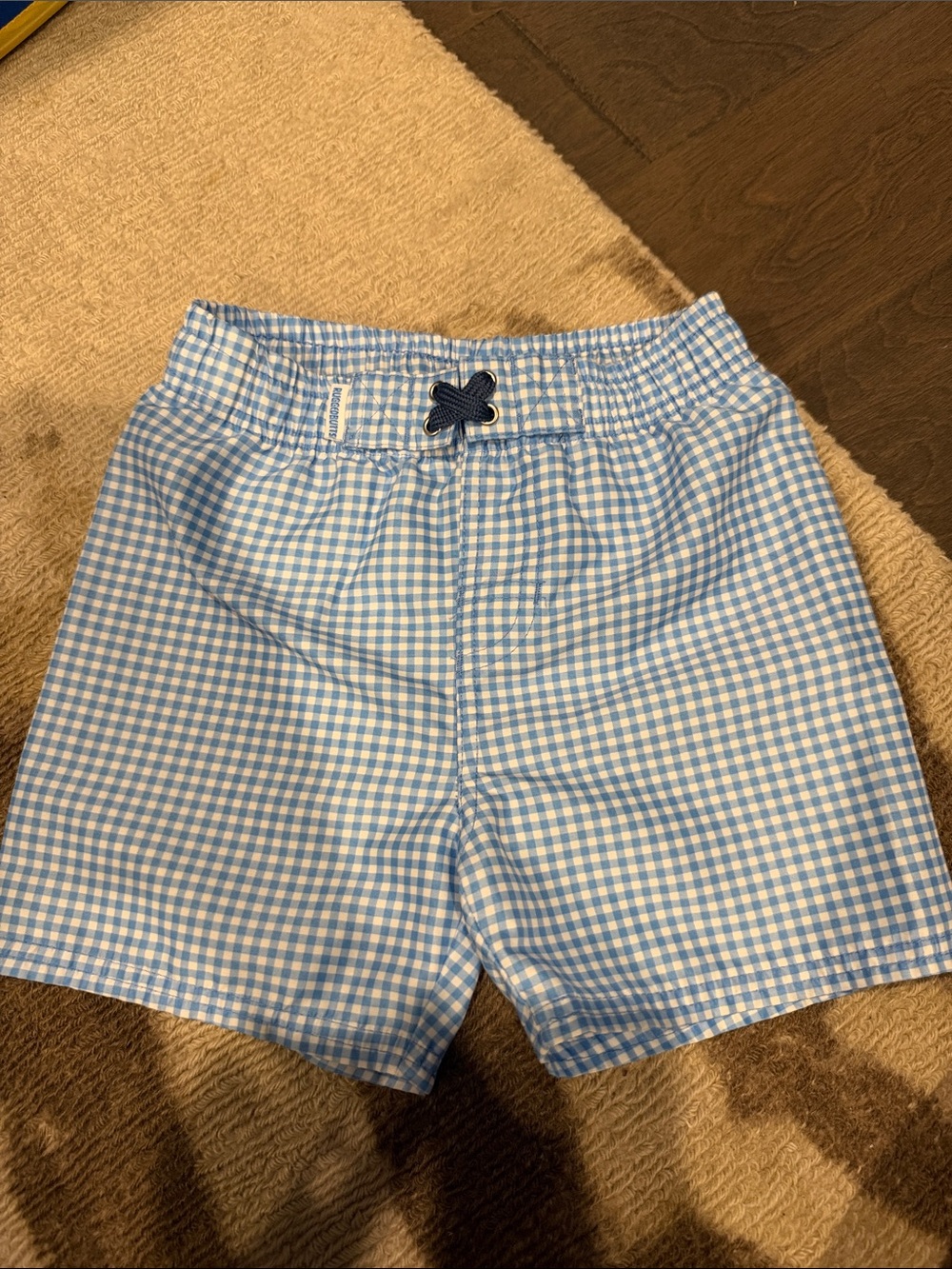 Rugged Butts Blue Gingham boys Swim/Beach Shorts